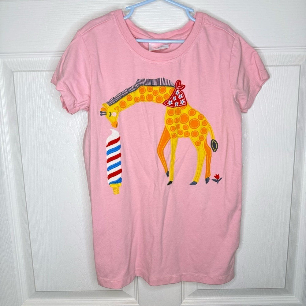 Hanna Andersson Pink Giraffe Short Sleeve Tee Size 150cm or 12 GUC